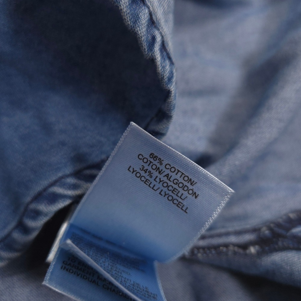 Lucky Brand Denim Shirt Womens L Blue Pearl Snap Western Cowgirl Outdoor Ranch - Picture 7 of 11